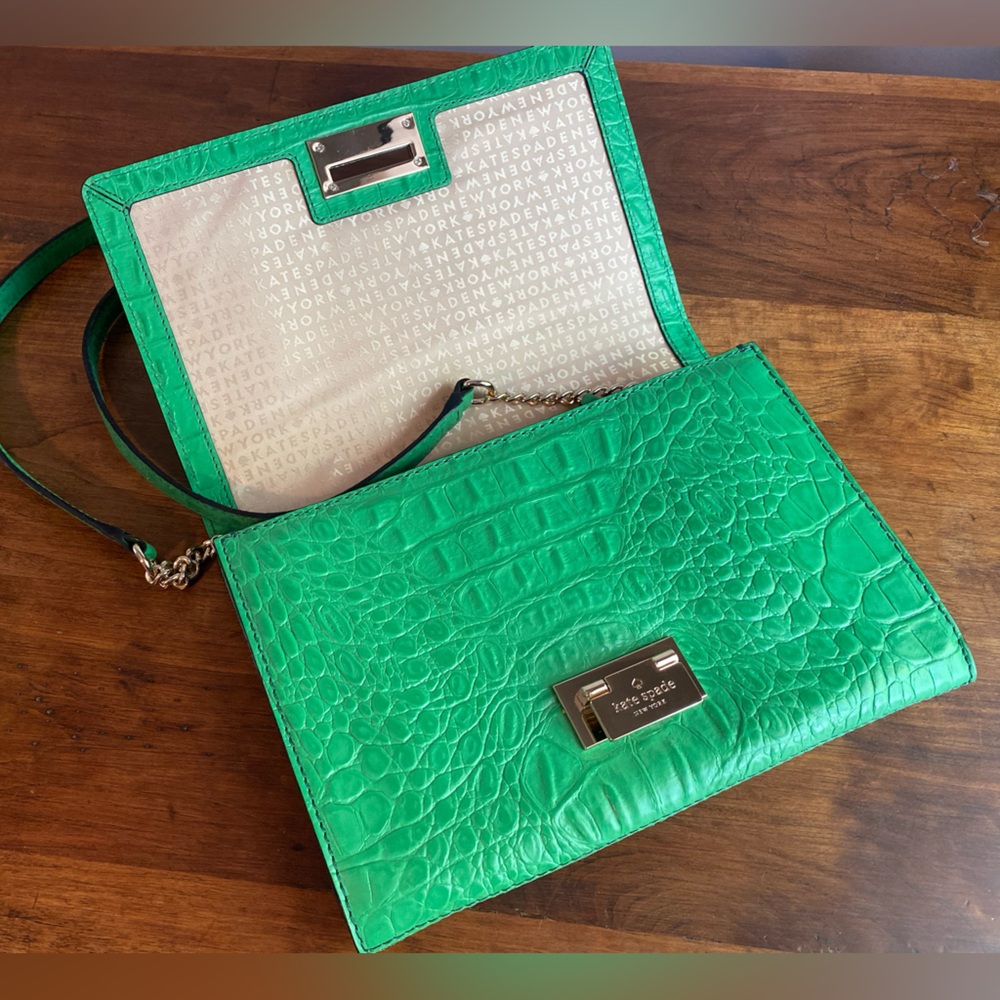 Kate Spade Green Orchard Valley Fiona Flap crossbody clutch bag